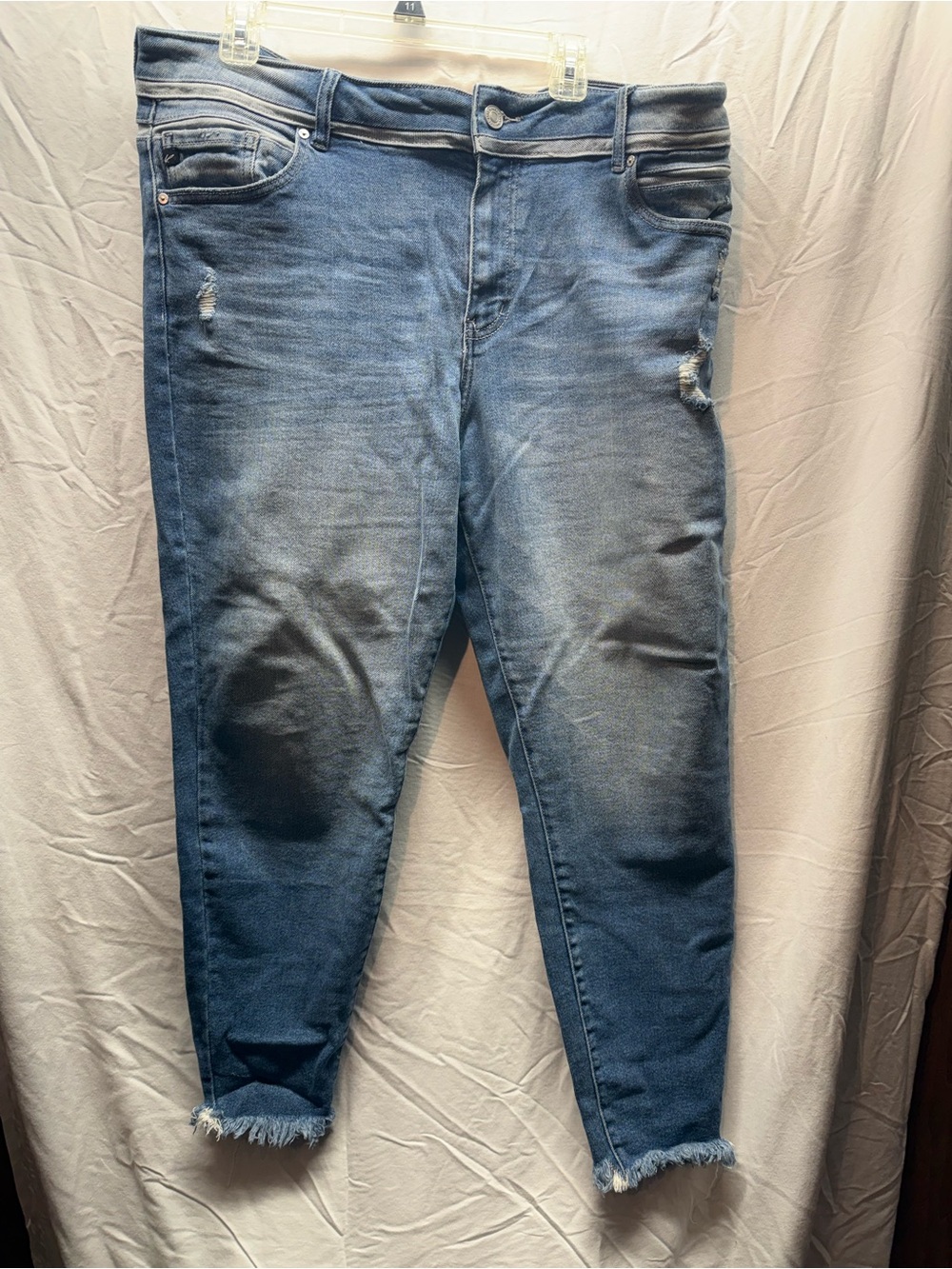 Kancan Jeans Size 20 Distressed Skinny Jeans Raw Frayed Hem Stretch